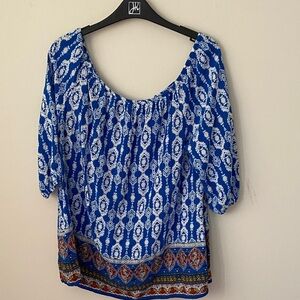 Blue Patterned Women's Top